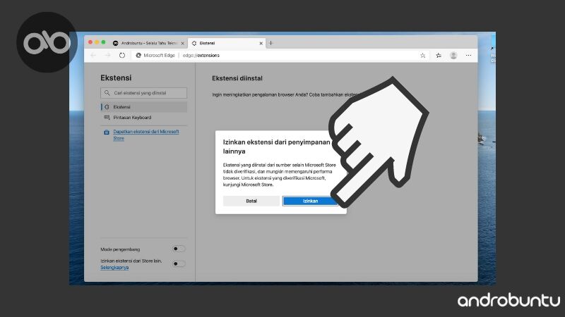 Ekstensi install extensions microsoft ditambahkan berhasil