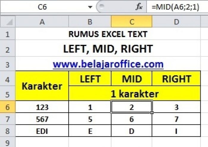 Rumus VLOOKUP, LEFT, MID, RIGHT di Excel untuk Mencari Data