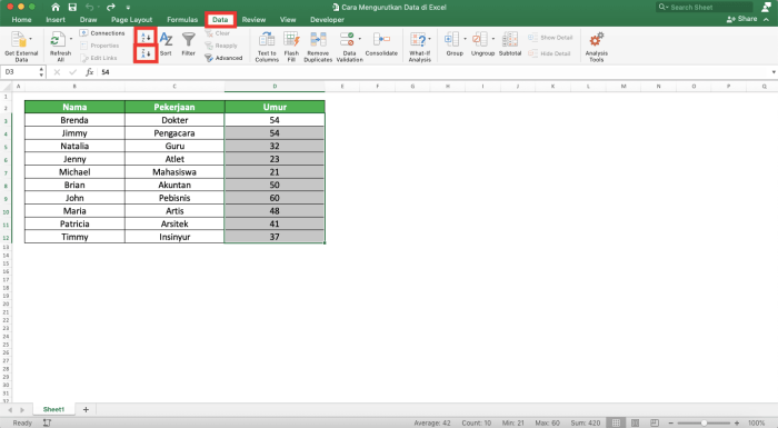 Cara Mengurutkan Data Angka di Excel Secara Ascending dan Descending