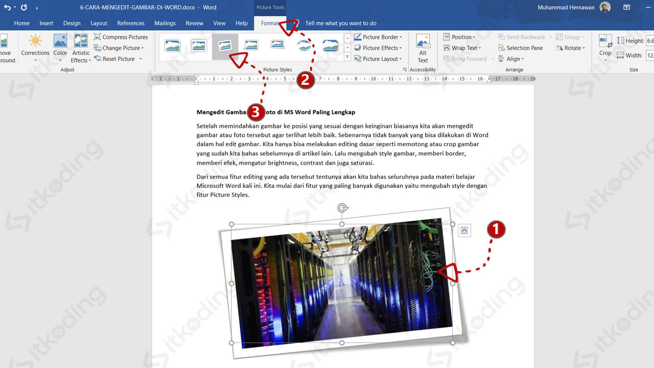 Mengubah style gambar di Microsoft Word dengan mudah