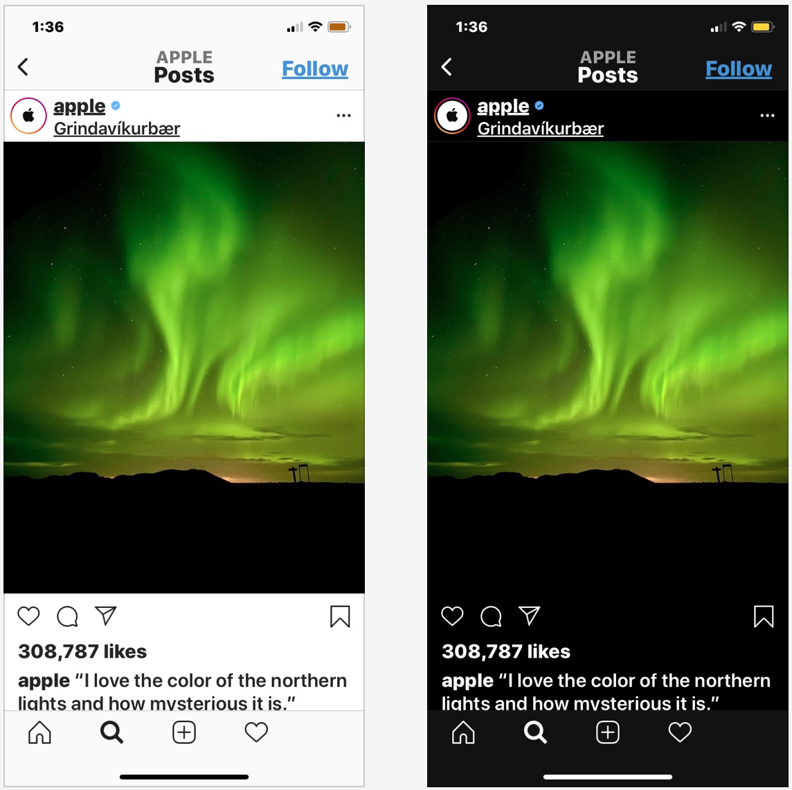 Cara buat Instagram Dark Mode