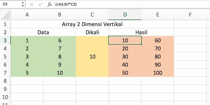 Cara Menggunakan Konstanta Array Formula di Excel