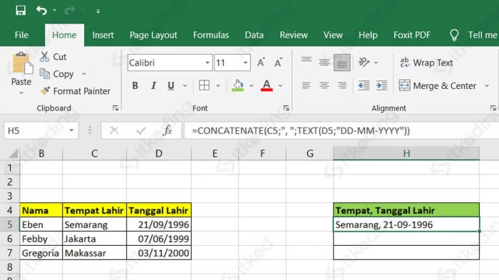 Cara Memisahkan Tempat dan Tanggal Lahir di Excel dengan Rumus