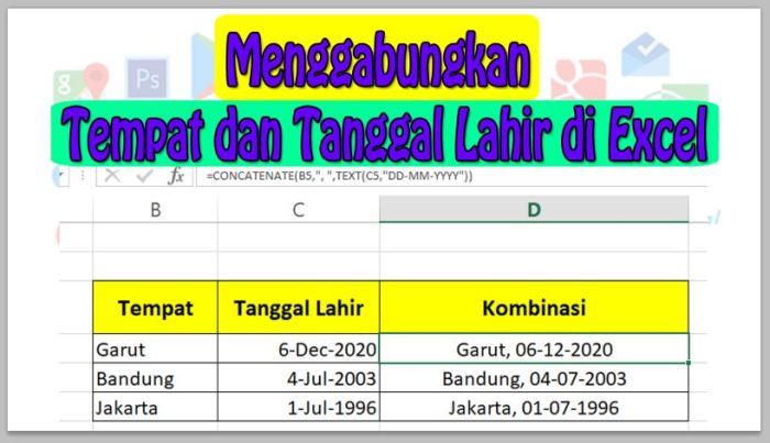 Cara Memisahkan Tempat dan Tanggal Lahir di Excel dengan Rumus