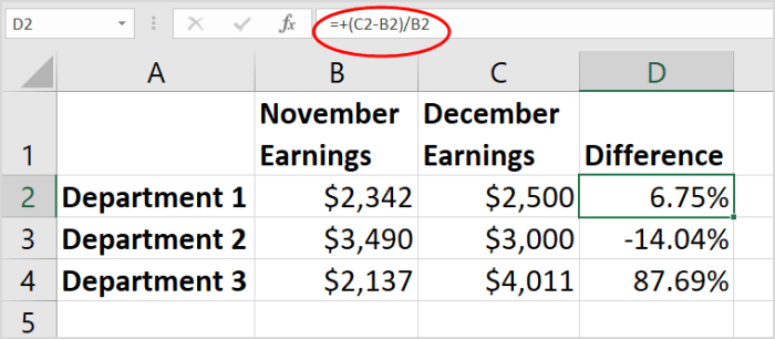 Rumus menghitung persentase di excel