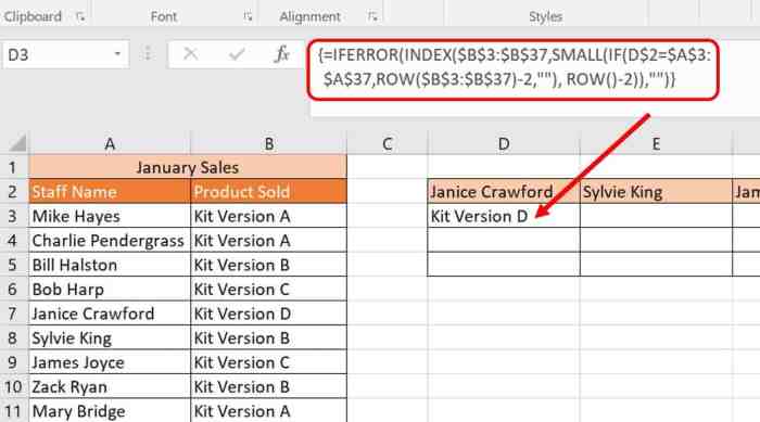 Rumus vlookup dengan dua kriteria