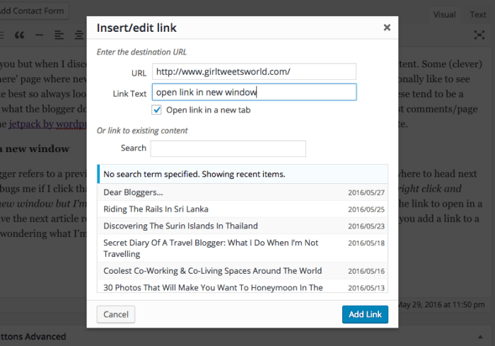 Membuat semua link blog terbuka di jendela baru