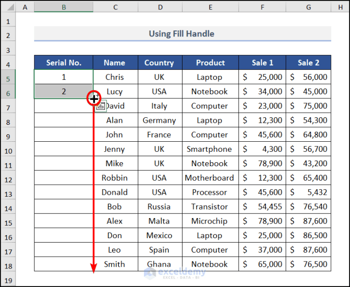 Membuat nomor urut otomatis di Excel dengan berbagai metode