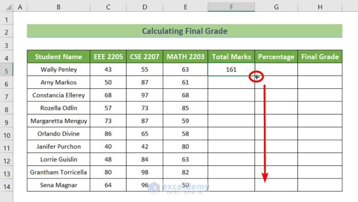 Rumus grade di excel untuk menghitung nilai siswa