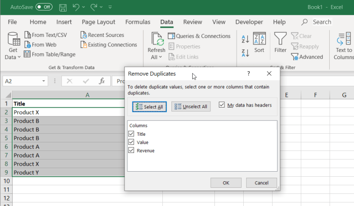 Cara menghapus data ganda atau duplikat di excel